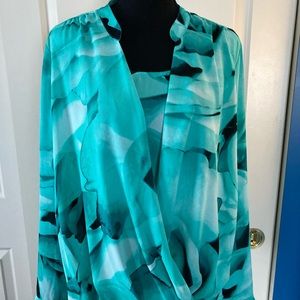 Gorgeous Alfani Long Sleeve Teal Green Blouse, 12